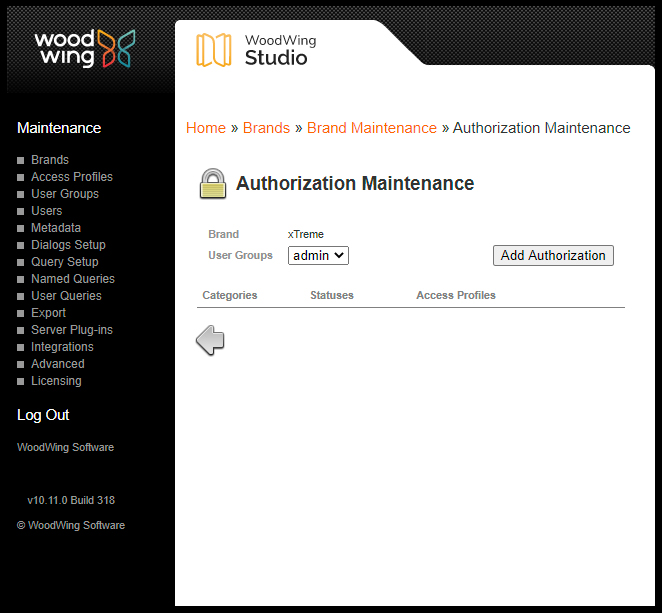 The User Authorizations page