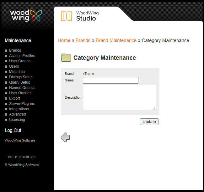The Category Maintenance page