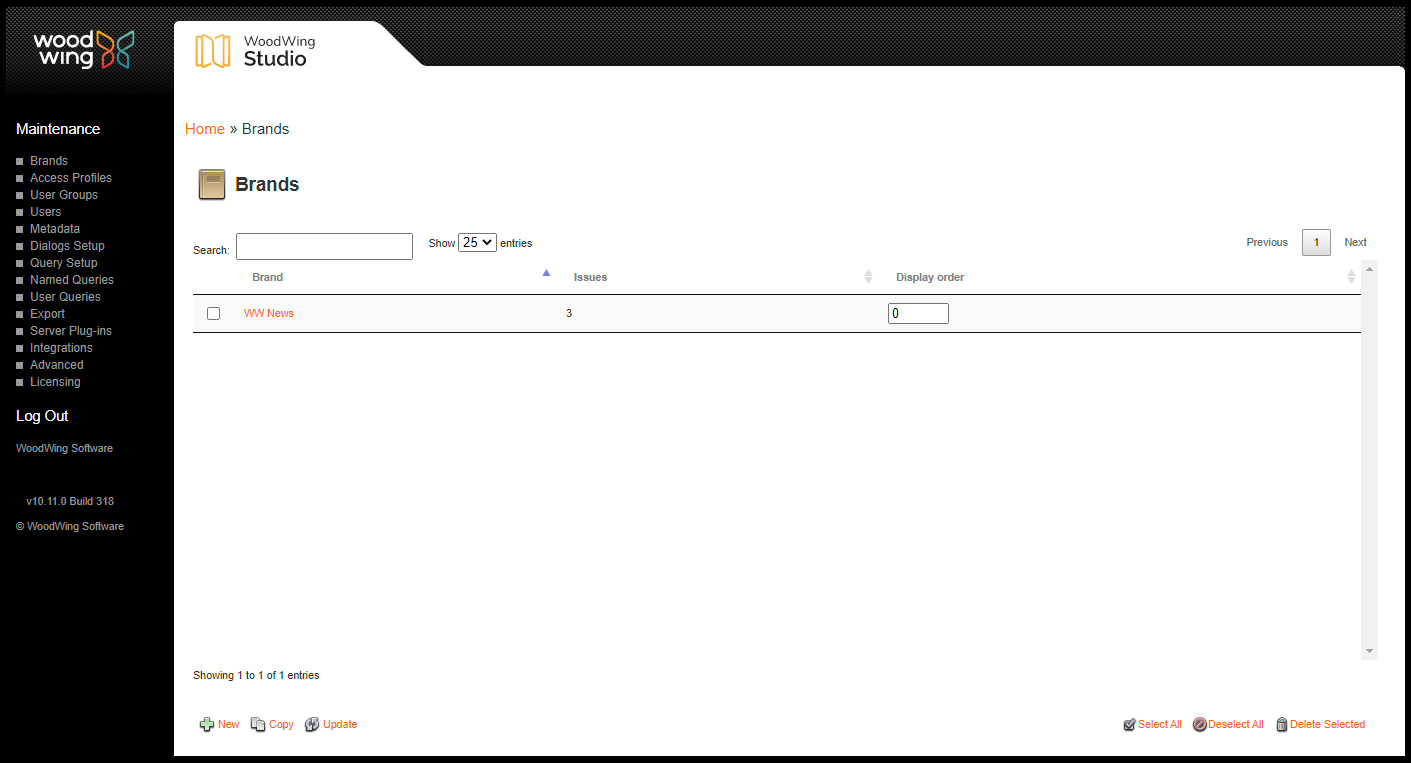 The Brands Overview page