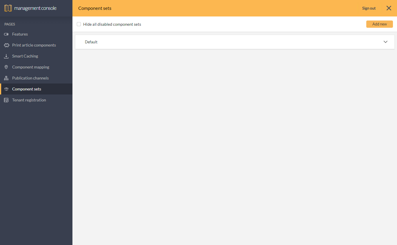The Component Sets page