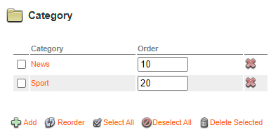 The Category section on the Brand Maintenance page