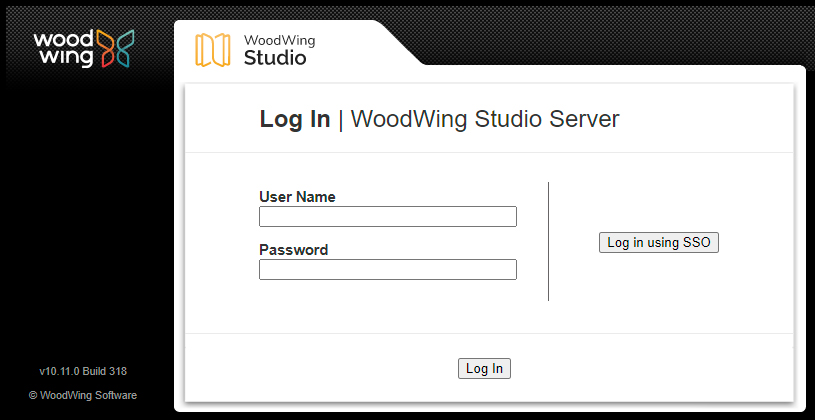The Log In screen with the SSO option