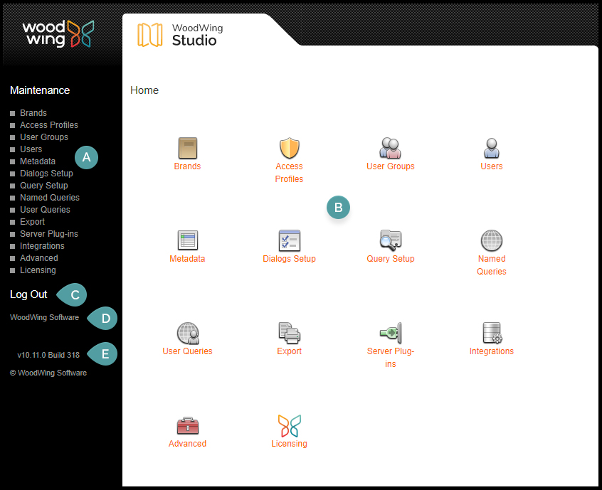 The main screen of Studio Server