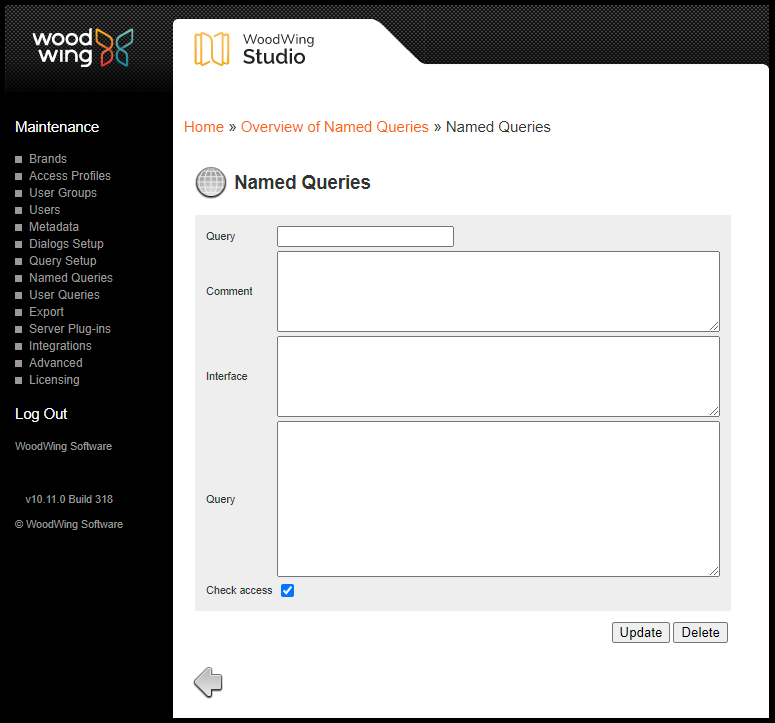 The Named Queries page