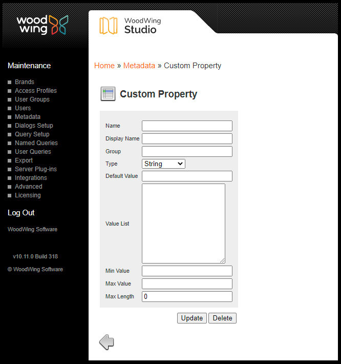 The Custom Property page
