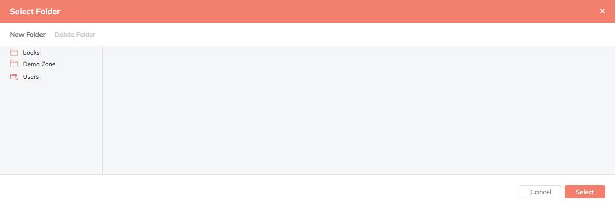 The Select folder dialog