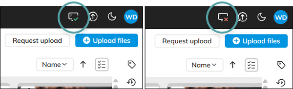 Icons show the connection status with Assets Agent