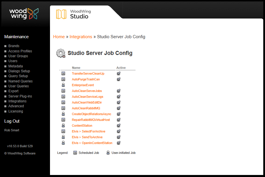 The Studio Server Job Config page