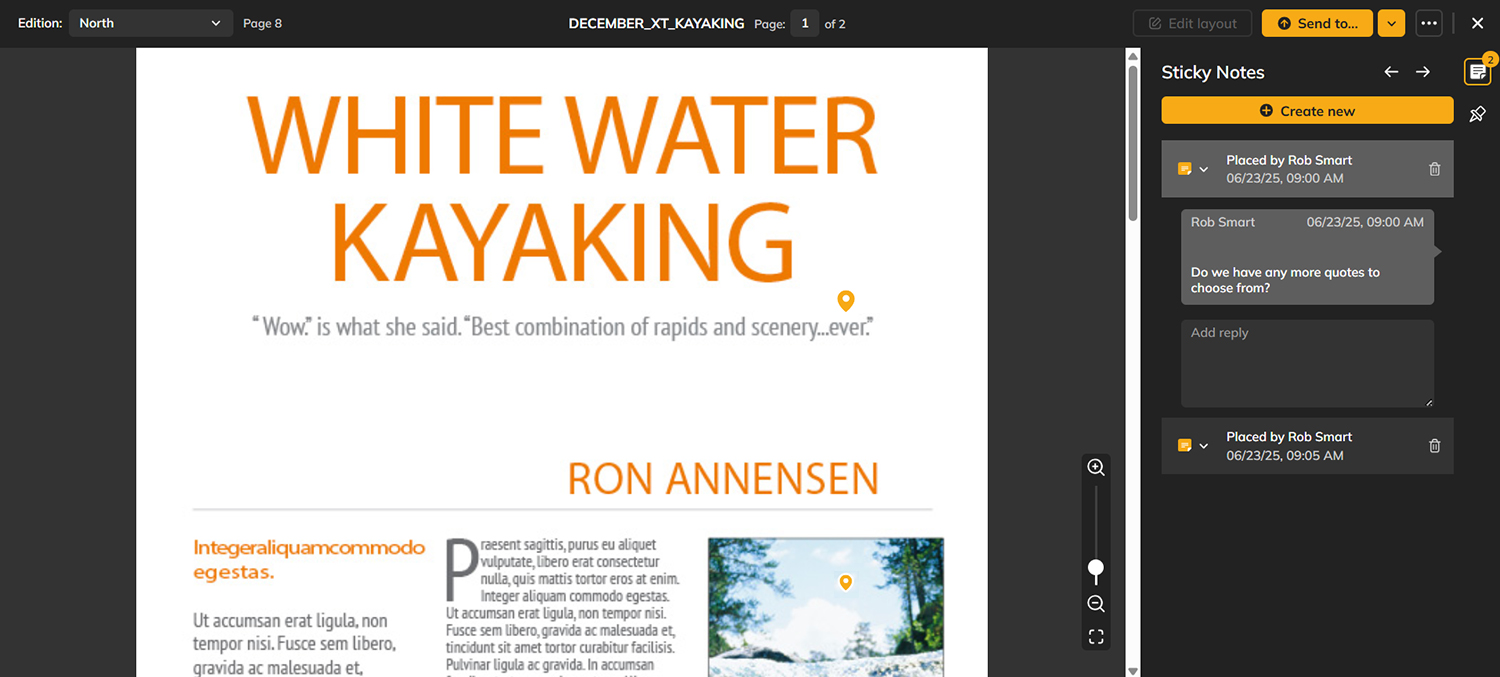 Sticky Notes on a layout