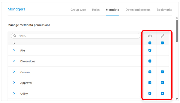 Defining metadata field permissions
