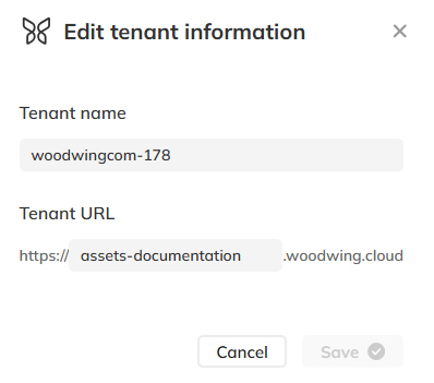The Edit tenant information panel