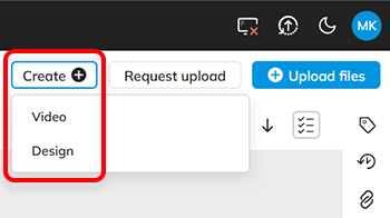 The Video option in the Create menu