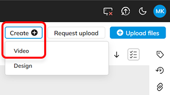 The Video option in the Create menu