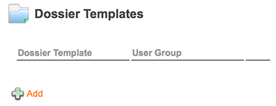 The Dossier Templates section on the Brand Maintenance page