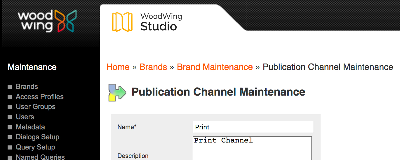 Breadcrumb navigation on a Maintenance page.