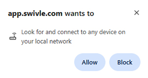 Message by Google Chrome looking for and connecting to any device