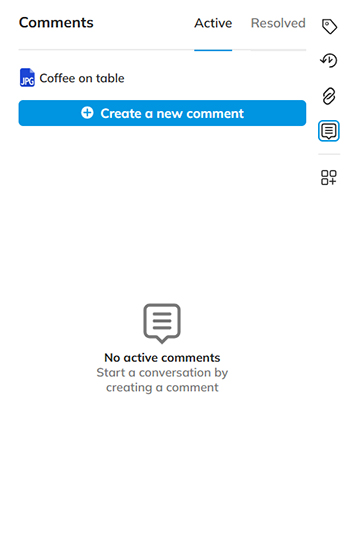 The Comments panel without any comments