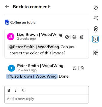 Viewing the replies to a comment