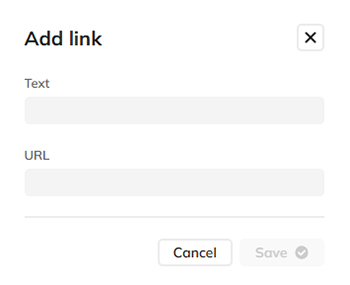 The Add link dialog for adding a hyperlink to a comment