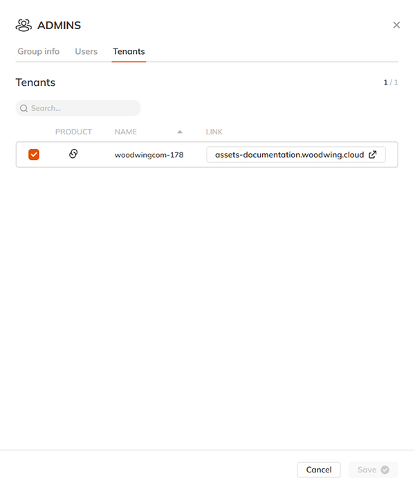 Editing the tenants in a group