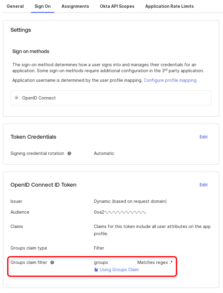 The Groups claim filter