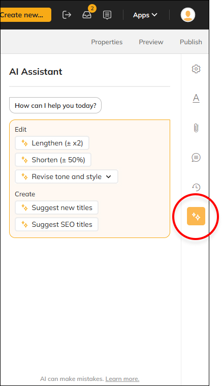 The icon for opening the AI Assistant panel