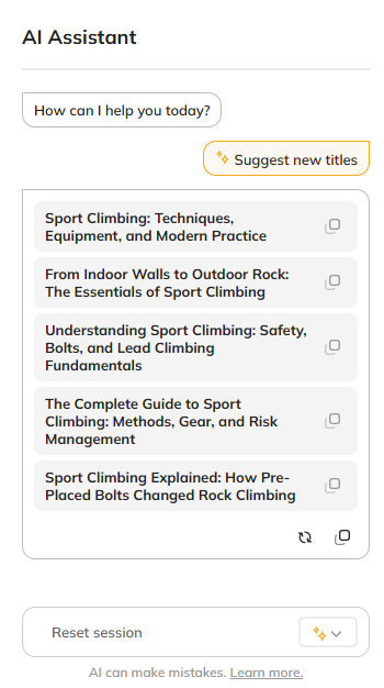 The results shown in the AI Assistant panel