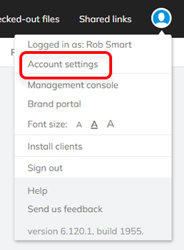 The Account settings option in the Avatar menu