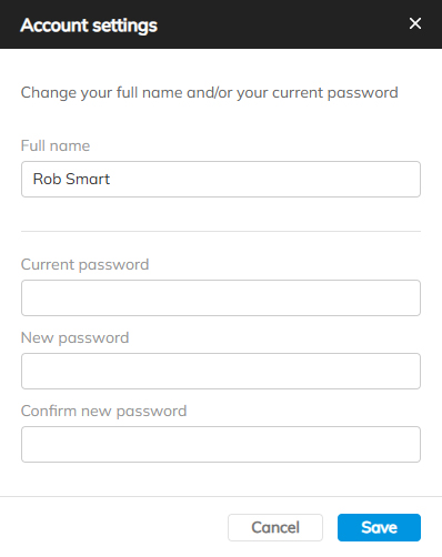 The Account settings dialog