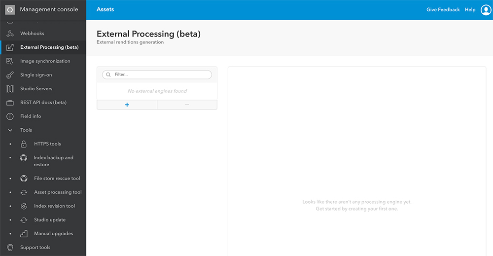 The External processing engine page.