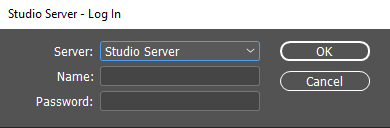 The Log In dialog for Studio Server
