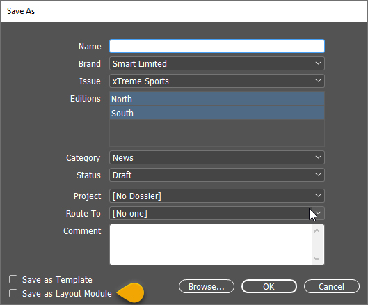 The Save As Layout Module optioin when saving a layout