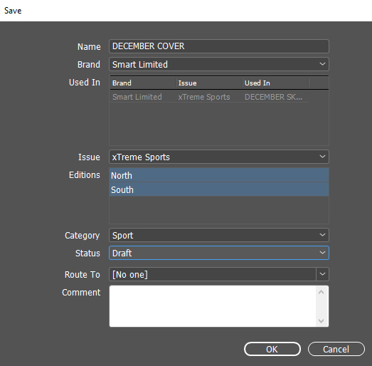 The Save dialog for saving a version of a layout