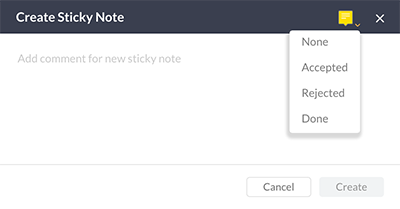 The status list in the Create window