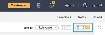 The view buttons in a Dossier
