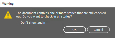 The dialog for confirm to also check in articles