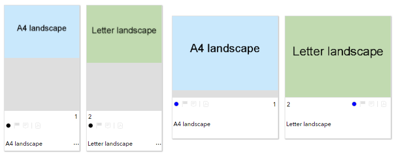 Comparison of landscape pages display