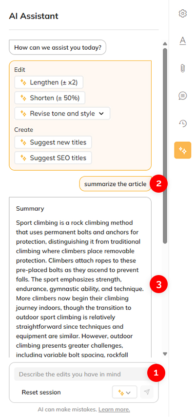 An example of using a custom prompt in the AI Assistant