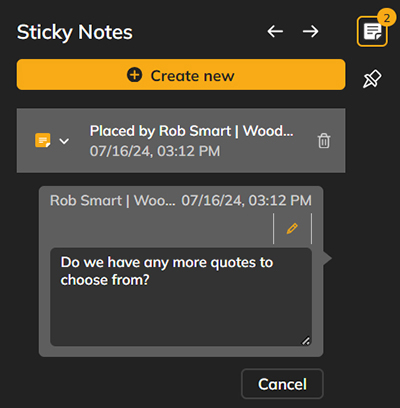 Editing a Sticky Note