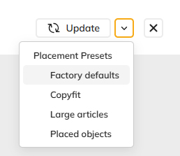 The list of Placement Presets