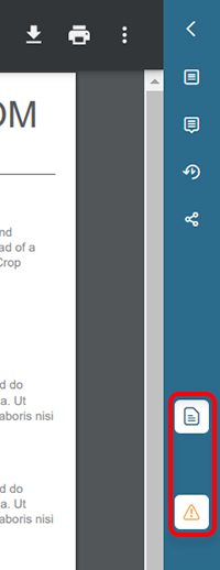 Iconen in de werkbalk verschijnen wanneer een document een origineel bestand bevat of versie-informatie bevat