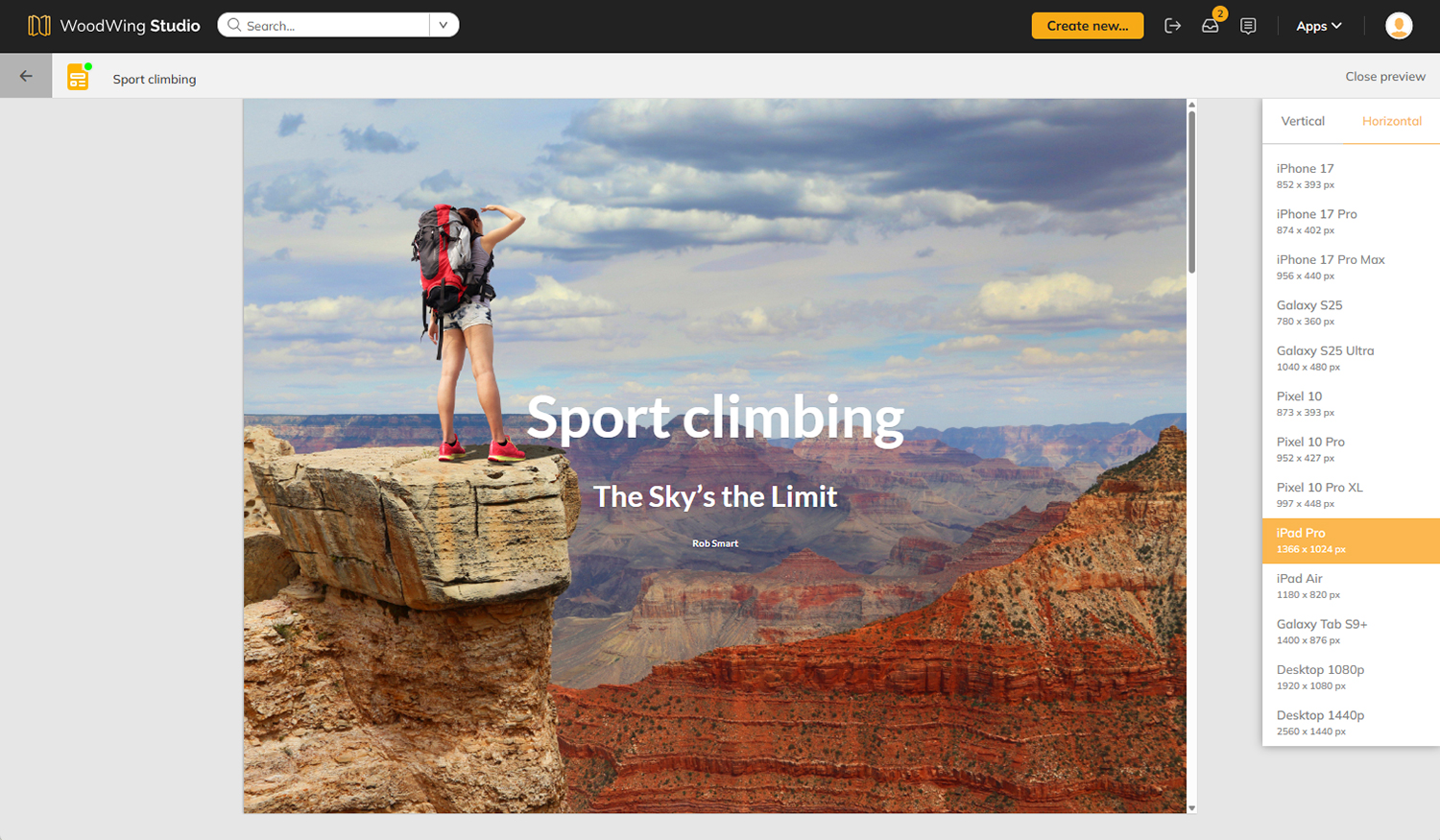 Previewing an article in the Digital editor