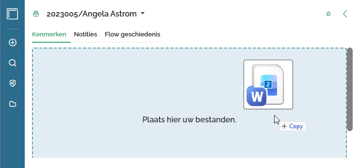 Het gedeelte in een dossier waar bestanden kunnen worden geplaatst.
