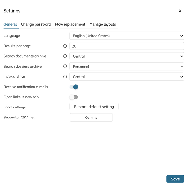 The General settings