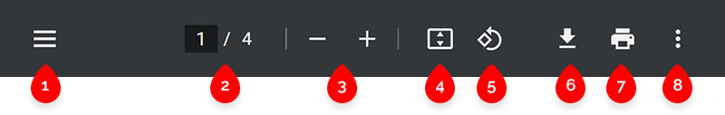 De hulpmiddelen van de documentviewer bij het bekijken van PDF's.