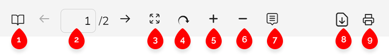 De hulpmiddelen van de documentviewer bij het bekijken van afbeeldingen.