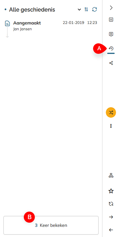 Bekijken hoe vaak een document is bekeken in het Geschiedenis-paneel
