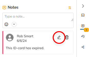 The edit icon for edting a note