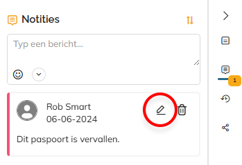 Het icoon Bewerken voor het bewerken van een notitie.