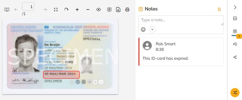 A note on the document preview and in the Notes panel